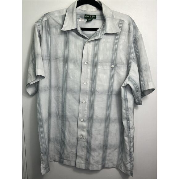 David Taylor Luxury Microfiber L Short Sleeve 2000s Y2K Casual Button Down - Picture 1 of 5